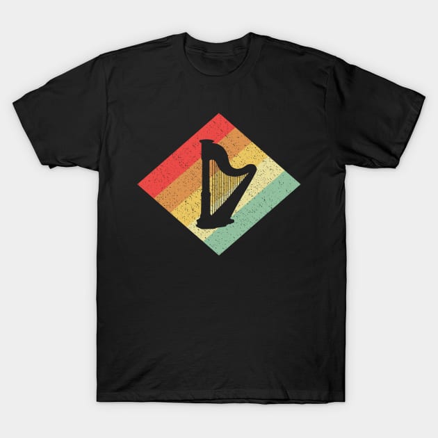 Retro Vintage 80s Harp Gift For Harpists T-Shirt by OceanRadar